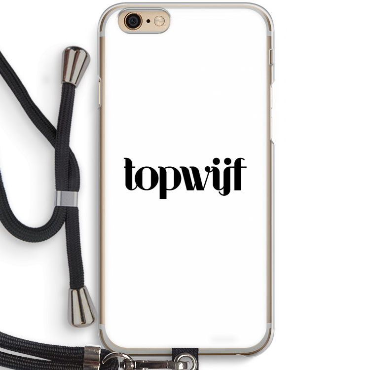 Topwijf Wit: iPhone 6 / 6S Transparant Hoesje met koord