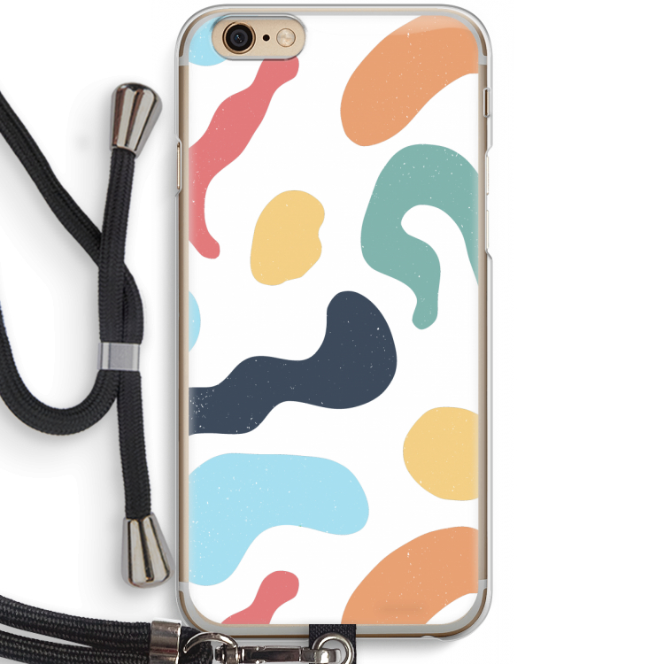 Memphis Shapes Blue: iPhone 6 / 6S Transparant Hoesje met koord