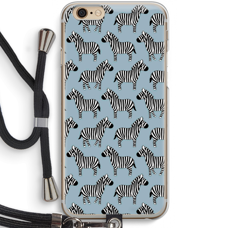 Zebra: iPhone 6 / 6S Transparant Hoesje met koord
