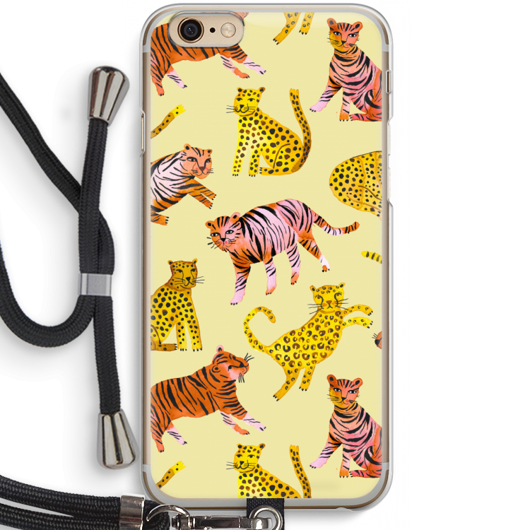 Cute Tigers and Leopards: iPhone 6 / 6S Transparant Hoesje met koord