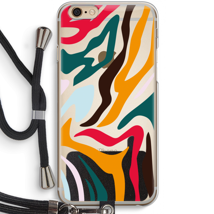 Colored Zebra: iPhone 6 / 6S Transparant Hoesje met koord