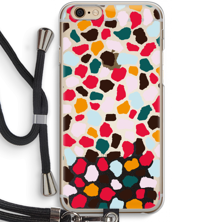 Colored Giraffe: iPhone 6 / 6S Transparant Hoesje met koord