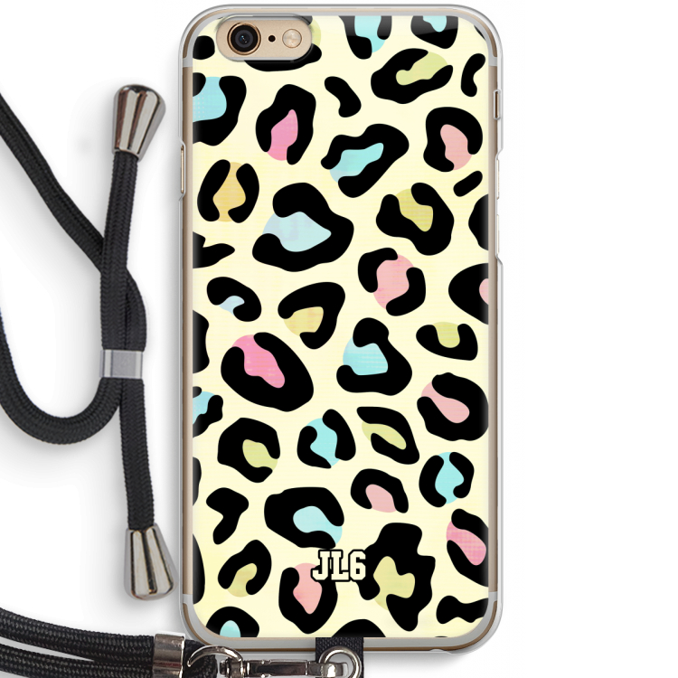 Leopard pattern: iPhone 6 / 6S Transparant Hoesje met koord