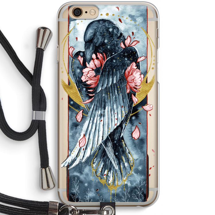 Golden Raven: iPhone 6 / 6S Transparant Hoesje met koord