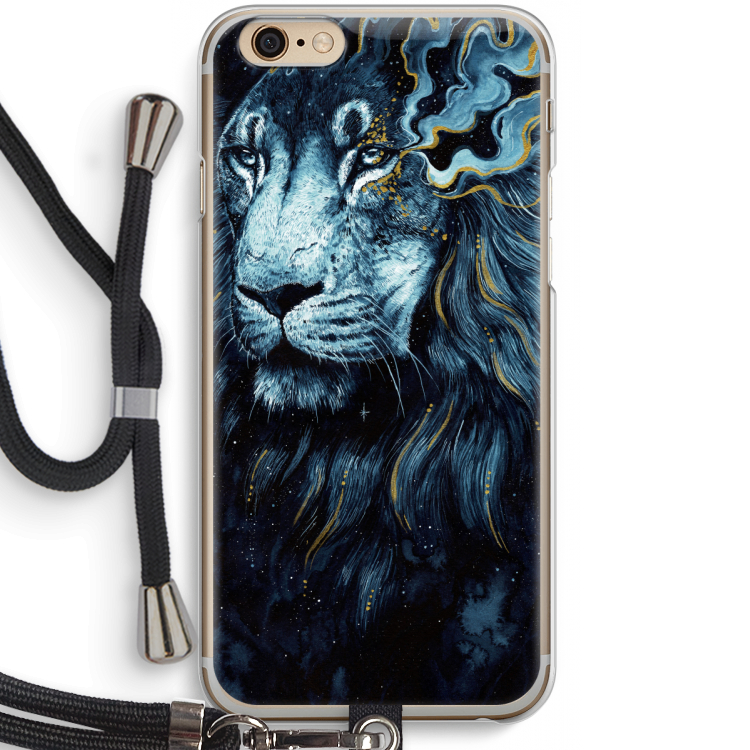 Darkness Lion: iPhone 6 / 6S Transparant Hoesje met koord