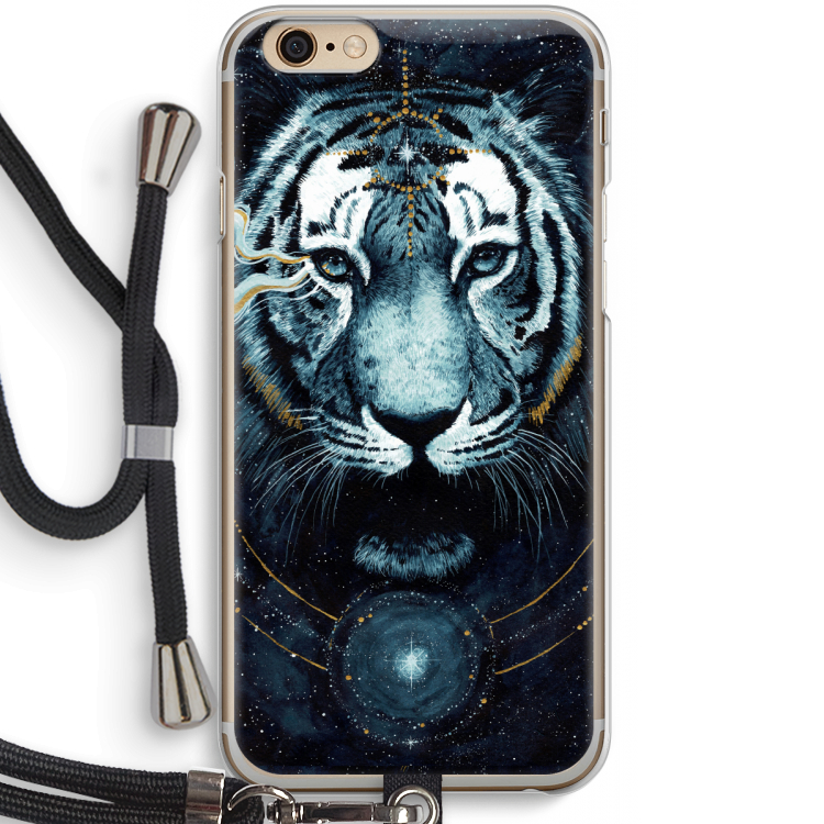 Darkness Tiger: iPhone 6 / 6S Transparant Hoesje met koord