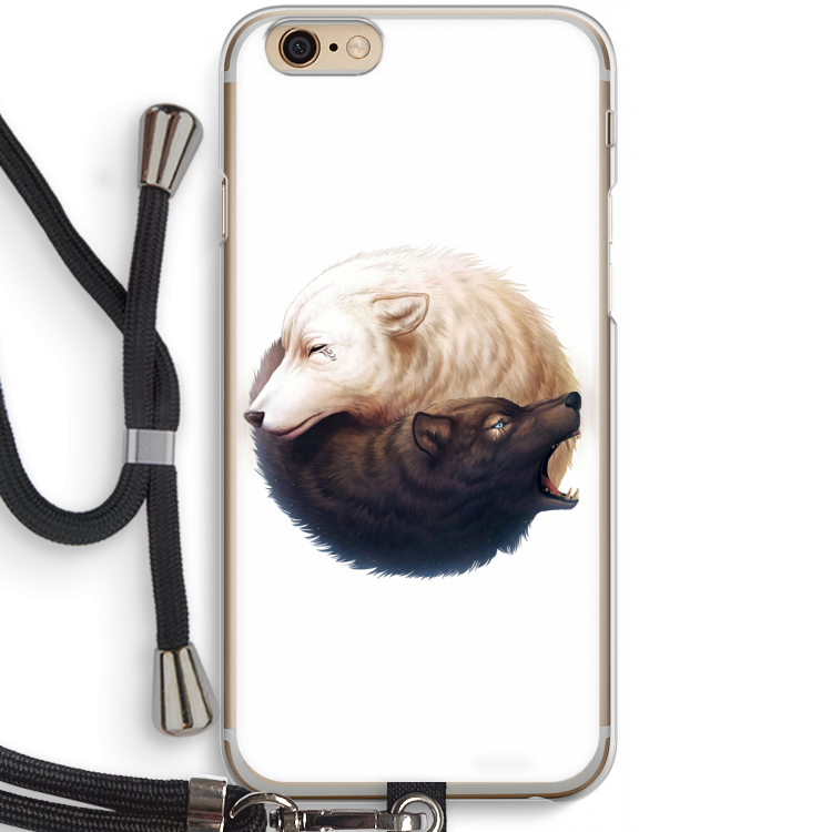 Yin Yang Wolves: iPhone 6 / 6S Transparant Hoesje met koord