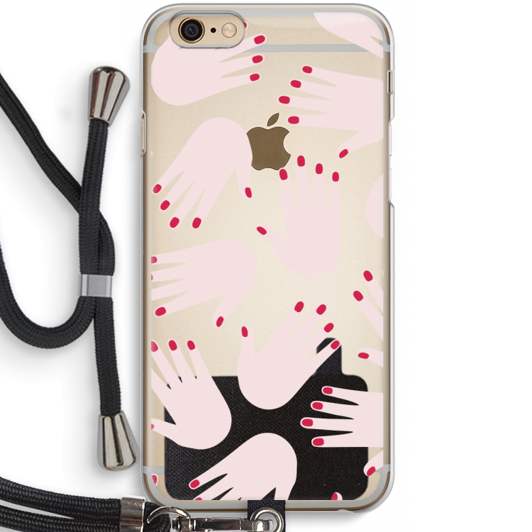 Hands pink: iPhone 6 / 6S Transparant Hoesje met koord