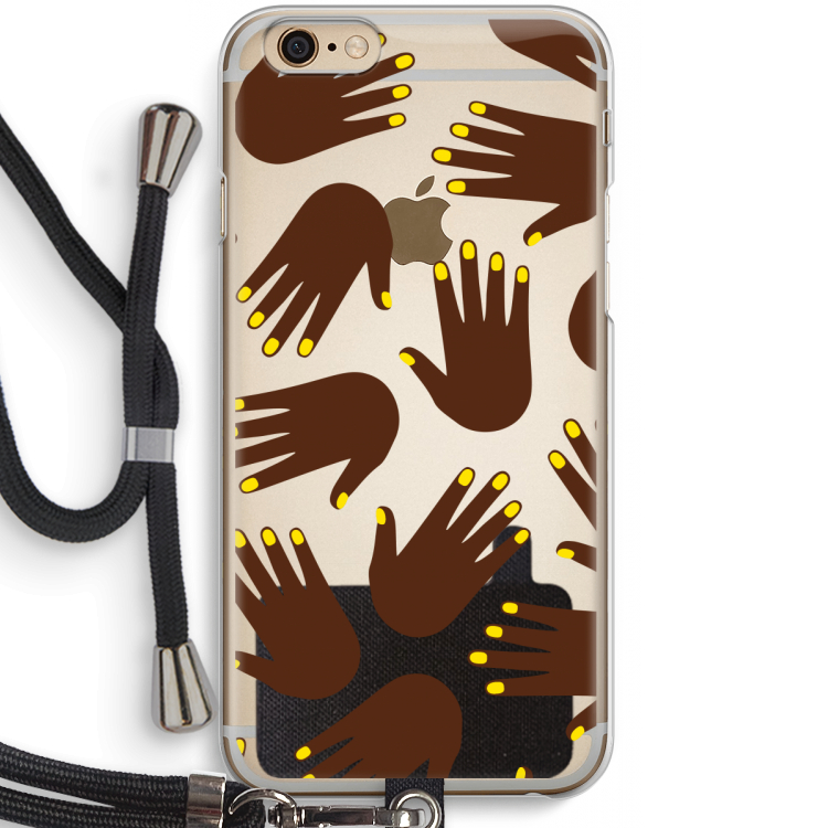 Hands dark: iPhone 6 / 6S Transparant Hoesje met koord