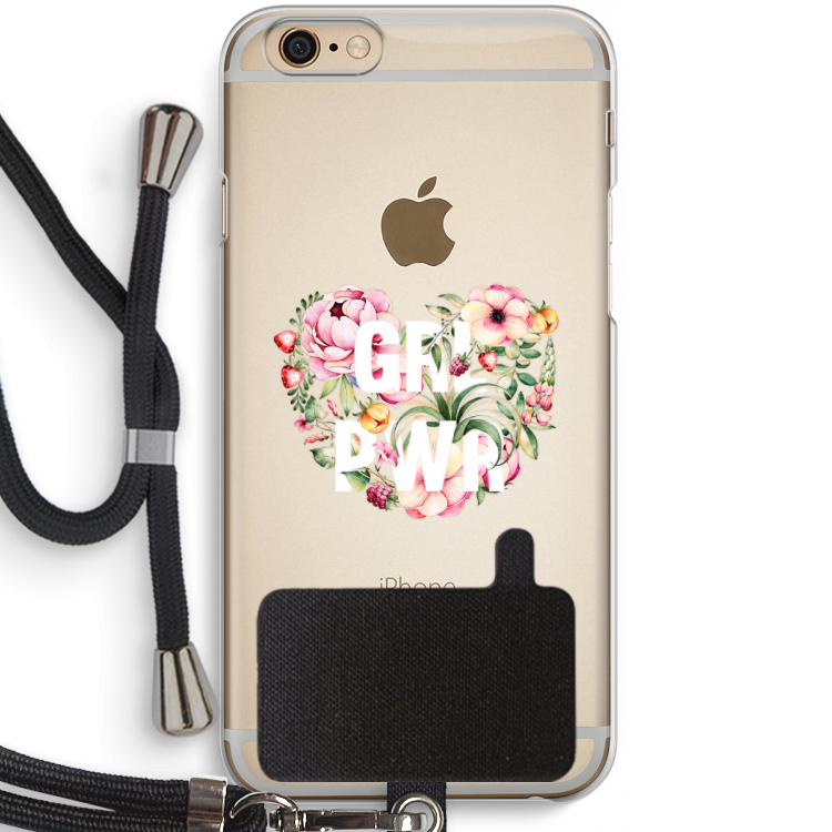 GRL PWR Flower: iPhone 6 / 6S Transparant Hoesje met koord