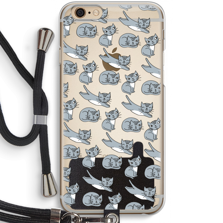 Poezen: iPhone 6 / 6S Transparant Hoesje met koord