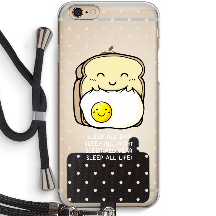 Sleep All Day: iPhone 6 / 6S Transparant Hoesje met koord