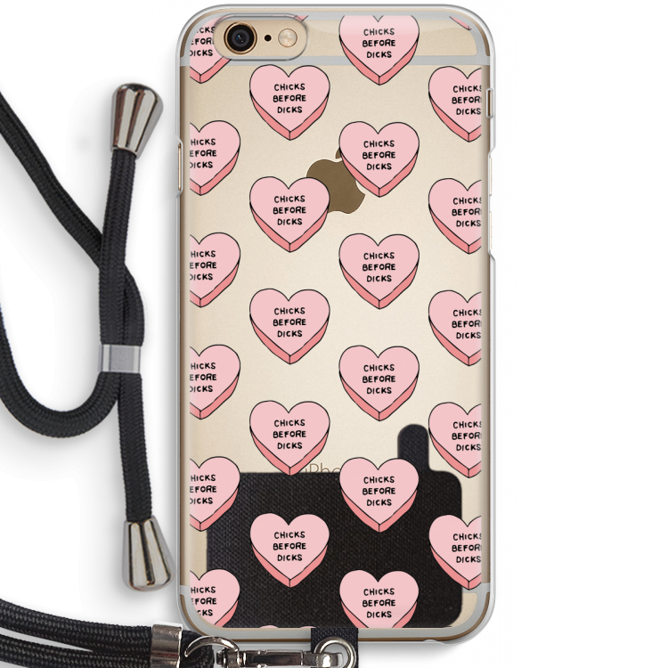Chicks before dicks: iPhone 6 / 6S Transparant Hoesje met koord