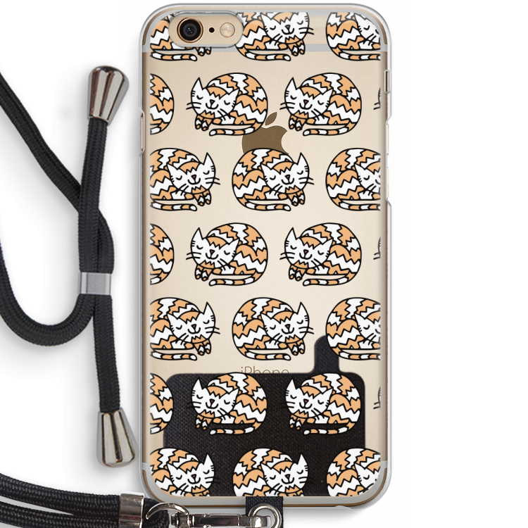 Slapende poes: iPhone 6 / 6S Transparant Hoesje met koord