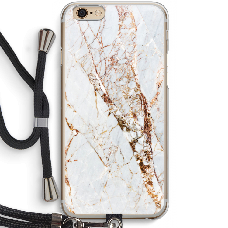 Goud marmer: iPhone 6 / 6S Transparant Hoesje met koord