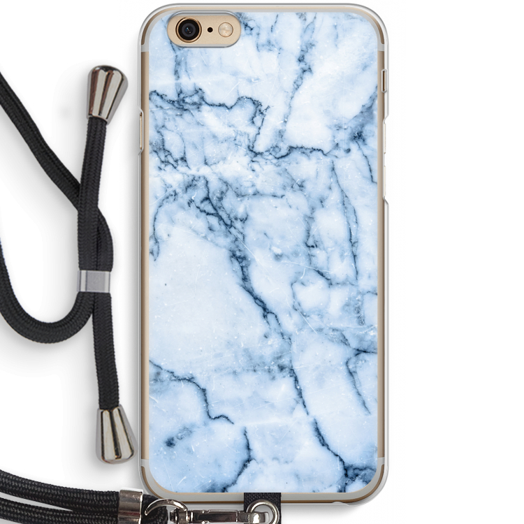 Blauw marmer: iPhone 6 / 6S Transparant Hoesje met koord