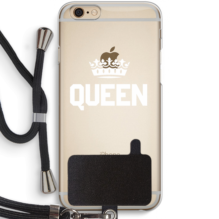Queen zwart: iPhone 6 / 6S Transparant Hoesje met koord