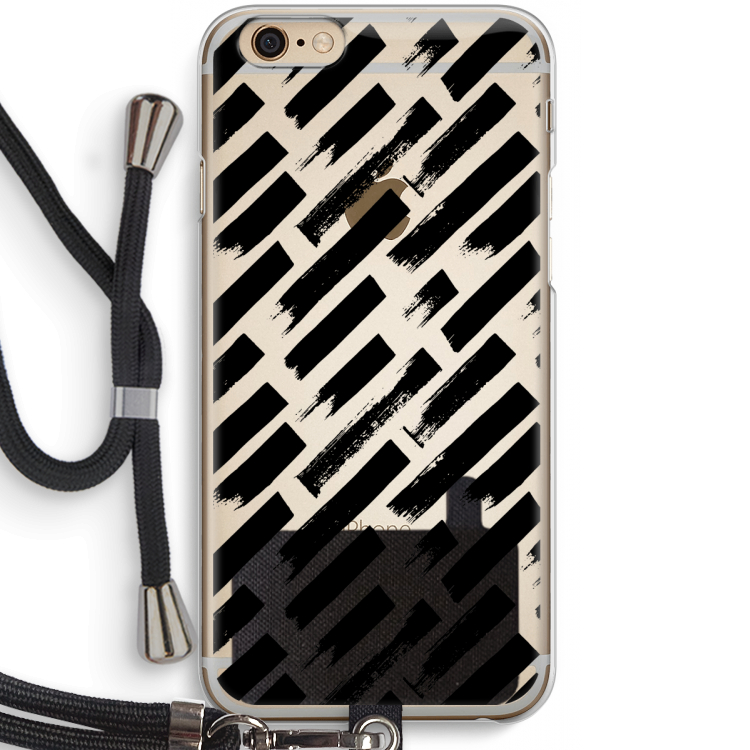 Zwarte vegen: iPhone 6 / 6S Transparant Hoesje met koord