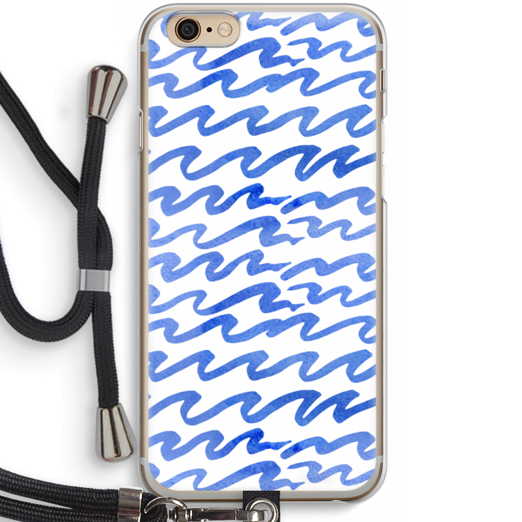 Blauwe golven: iPhone 6 / 6S Transparant Hoesje met koord