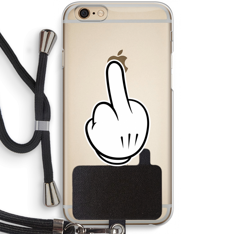Middle finger black: iPhone 6 / 6S Transparant Hoesje met koord