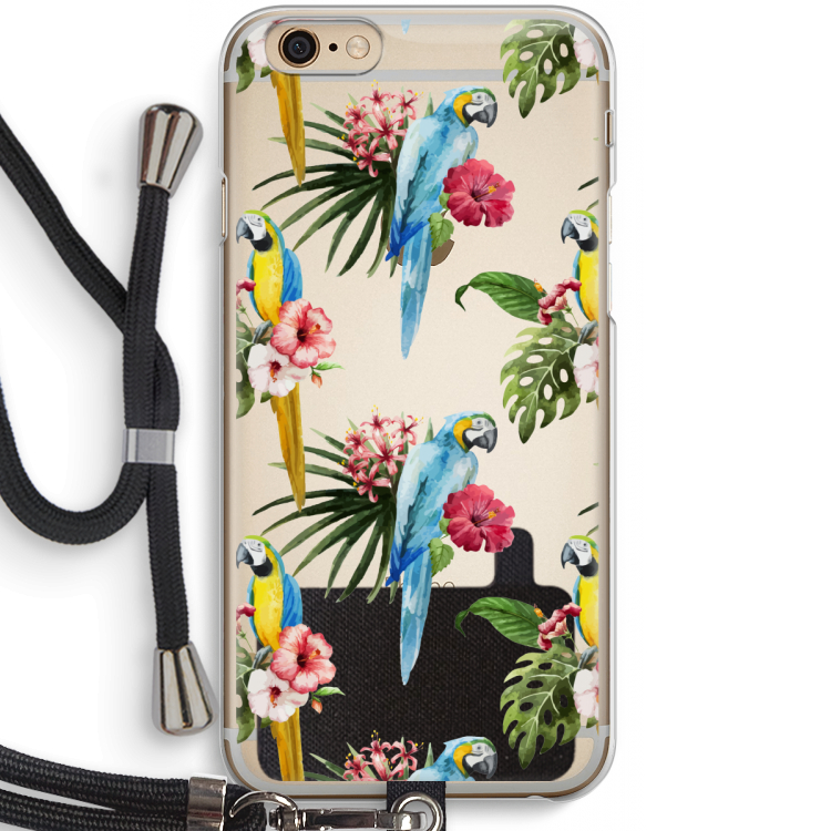 Kleurrijke papegaaien: iPhone 6 / 6S Transparant Hoesje met koord