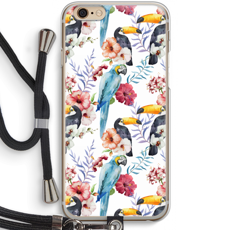 Bloemen tukan: iPhone 6 / 6S Transparant Hoesje met koord