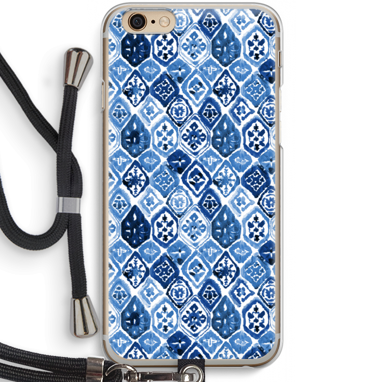 Blauw motief: iPhone 6 / 6S Transparant Hoesje met koord