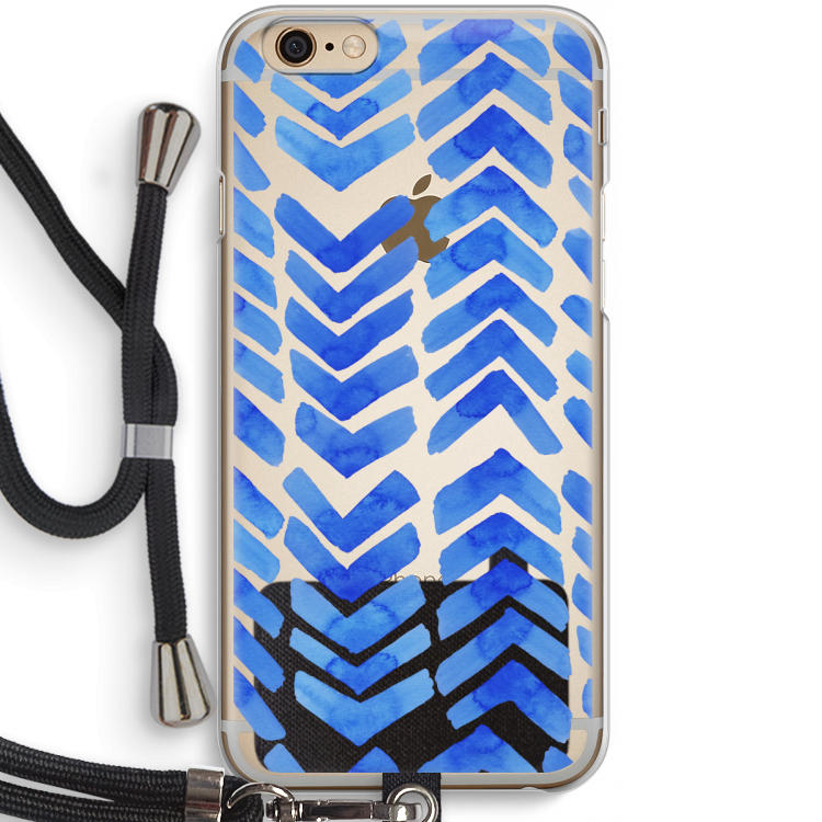 Blauwe pijlen: iPhone 6 / 6S Transparant Hoesje met koord