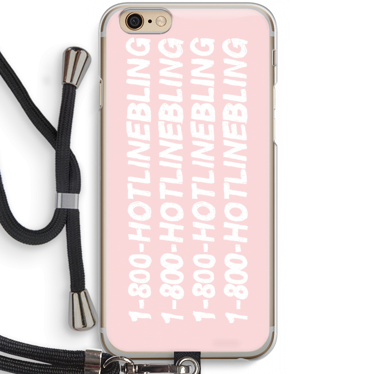 Hotline bling pink: iPhone 6 / 6S Transparant Hoesje met koord