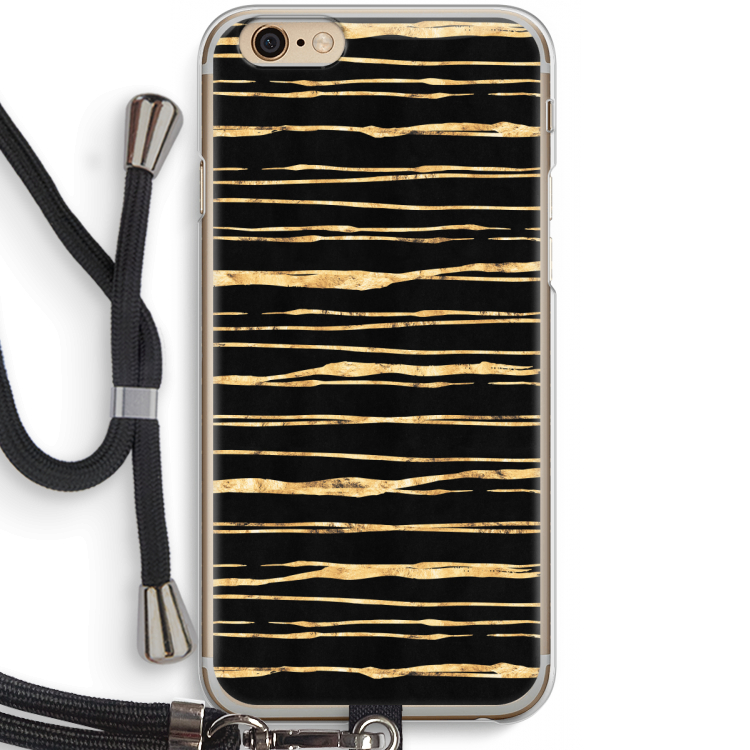 Gouden strepen: iPhone 6 / 6S Transparant Hoesje met koord