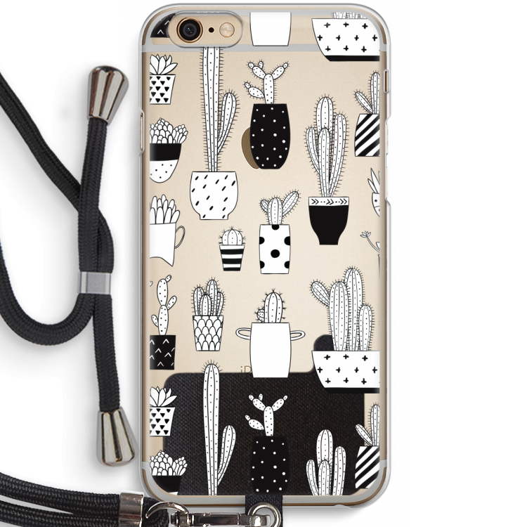 Cactusmotief: iPhone 6 / 6S Transparant Hoesje met koord