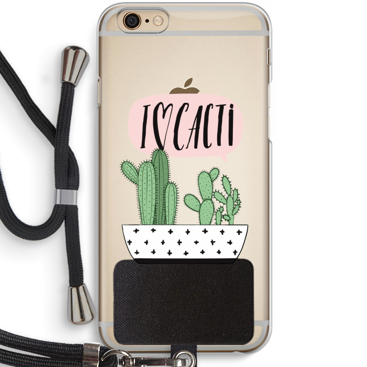 I love cacti: iPhone 6 / 6S Transparant Hoesje met koord