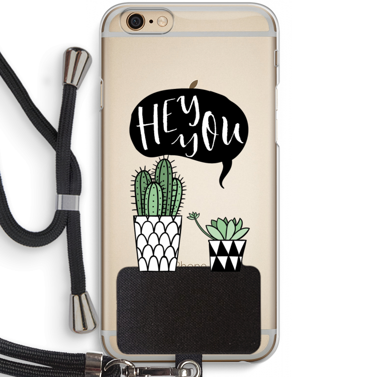 Hey you cactus: iPhone 6 / 6S Transparant Hoesje met koord