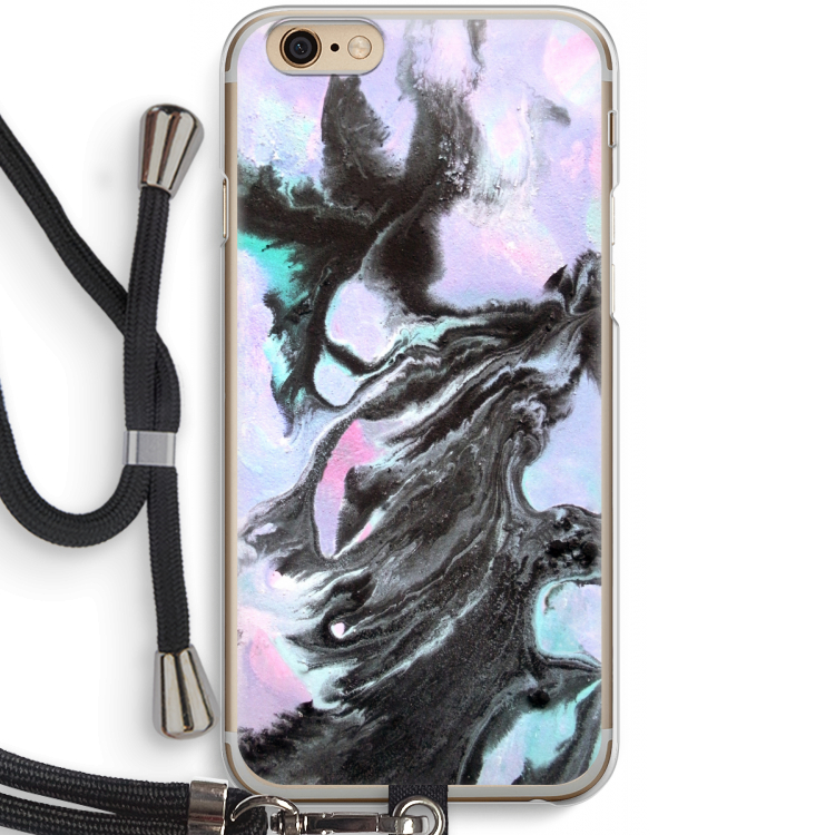 Pastel zwart: iPhone 6 / 6S Transparant Hoesje met koord