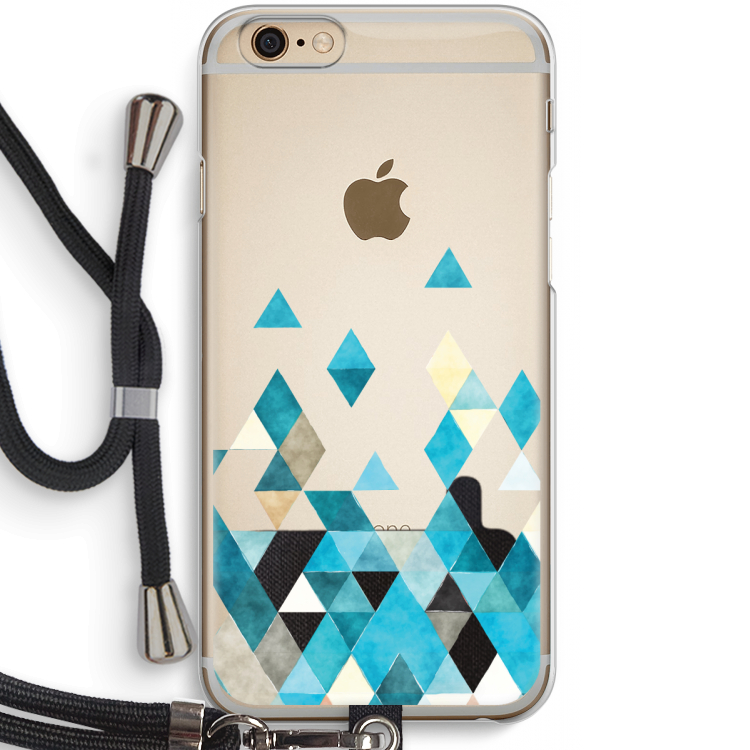 Gekleurde driehoekjes blauw: iPhone 6 / 6S Transparant Hoesje met koord
