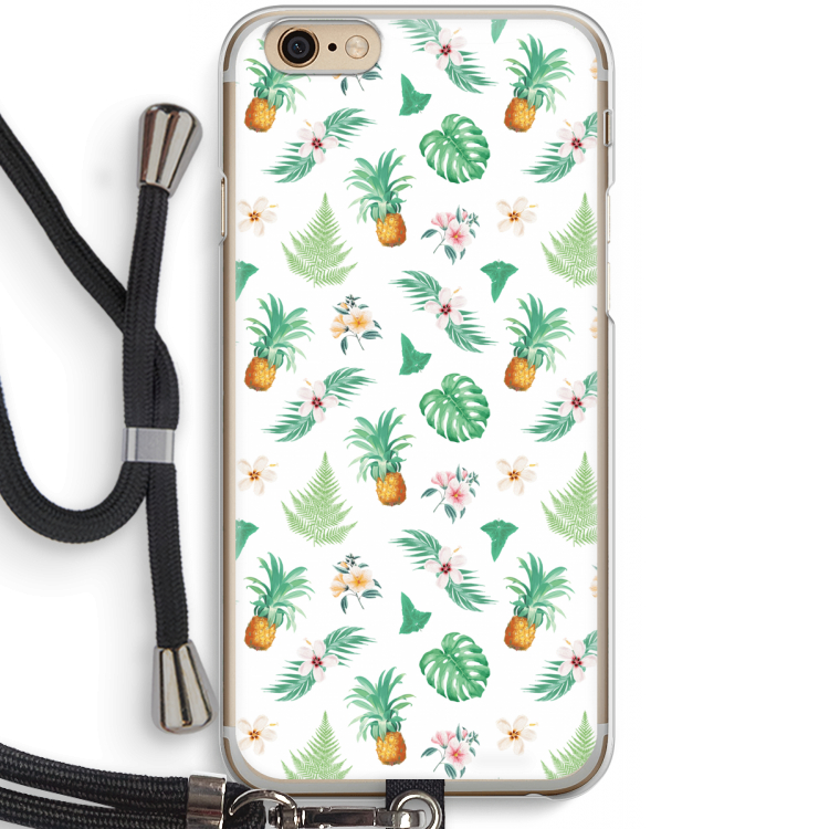 Ananas bladeren: iPhone 6 / 6S Transparant Hoesje met koord