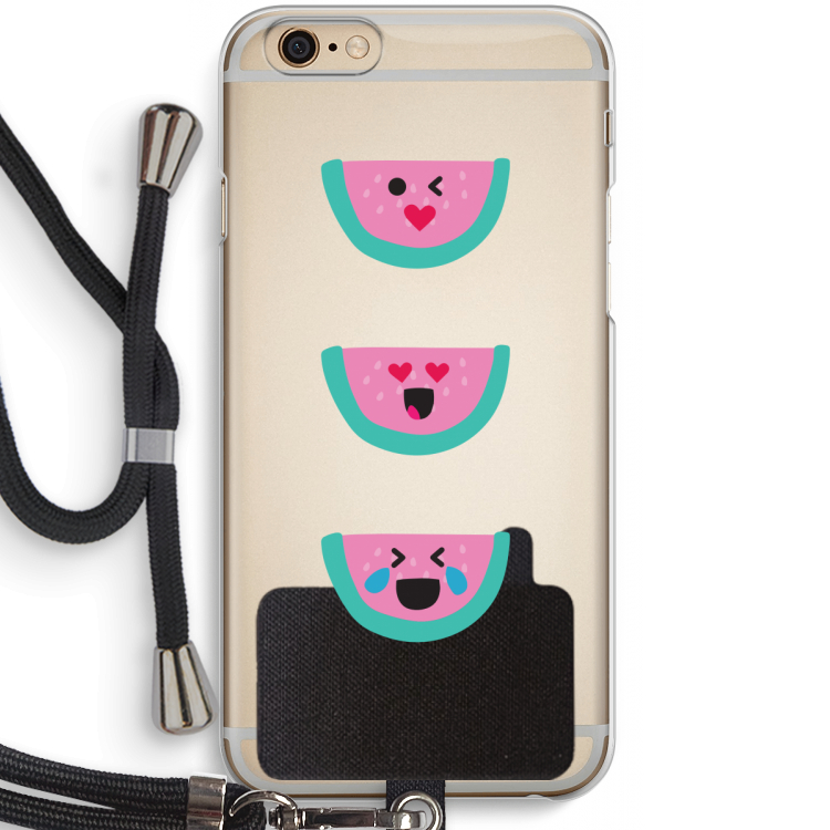 Smiley watermeloen: iPhone 6 / 6S Transparant Hoesje met koord