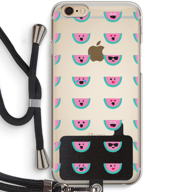 Smiley watermeloenprint: iPhone 6 / 6S Transparant Hoesje met koord