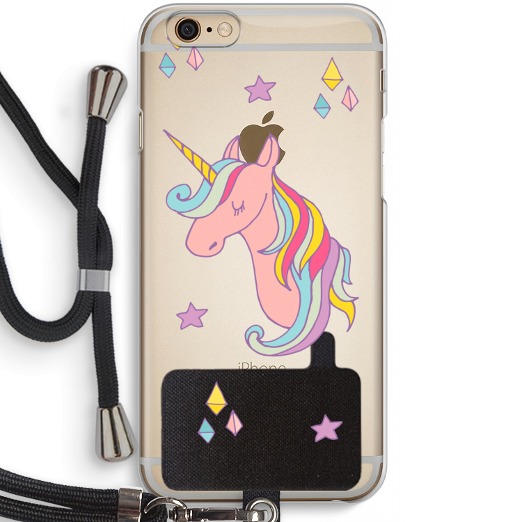 Roze eenhoorn: iPhone 6 / 6S Transparant Hoesje met koord