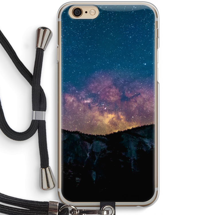 Travel to space: iPhone 6 / 6S Transparant Hoesje met koord