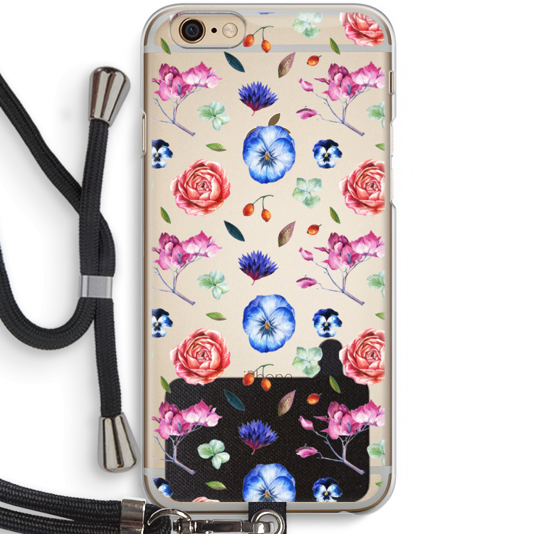 Bloemetjes: iPhone 6 / 6S Transparant Hoesje met koord