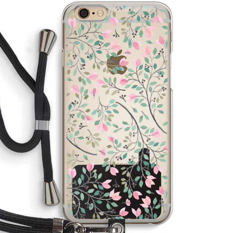 Sierlijke bloemen: iPhone 6 / 6S Transparant Hoesje met koord