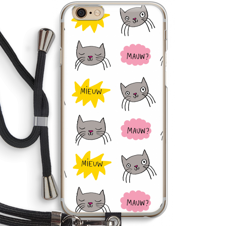 Meow: iPhone 6 / 6S Transparant Hoesje met koord