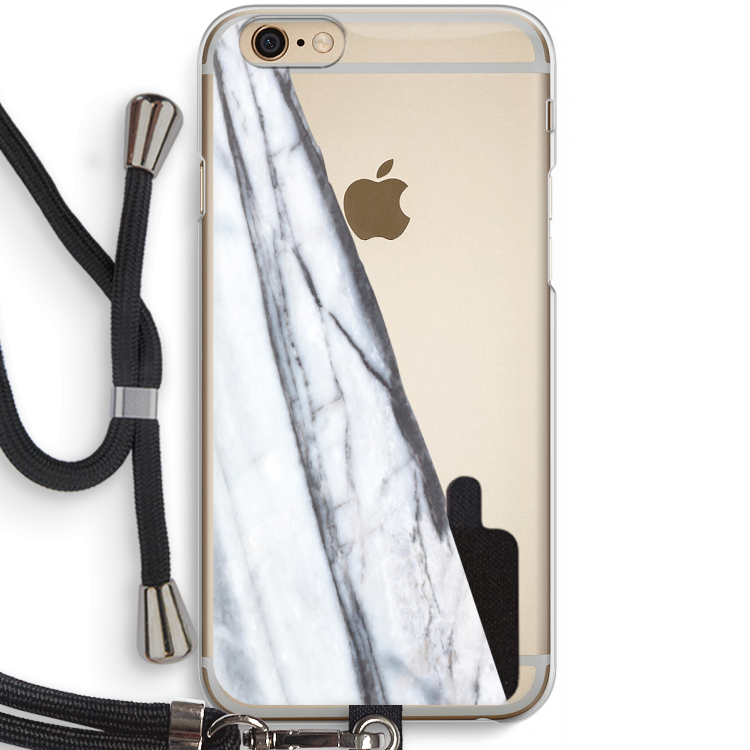 Gestreepte marmer: iPhone 6 / 6S Transparant Hoesje met koord