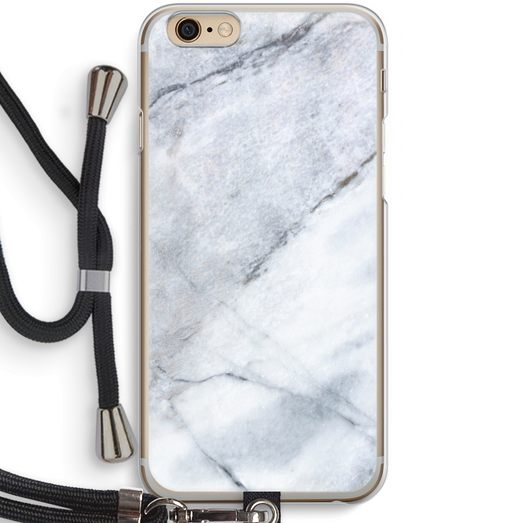 Witte marmer: iPhone 6 / 6S Transparant Hoesje met koord