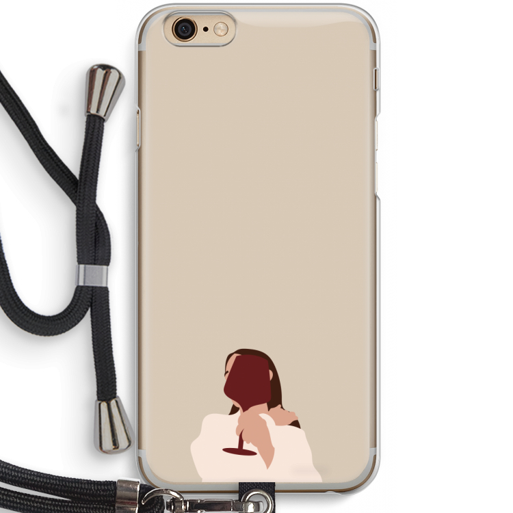 I drink wine: iPhone 6 / 6S Transparant Hoesje met koord