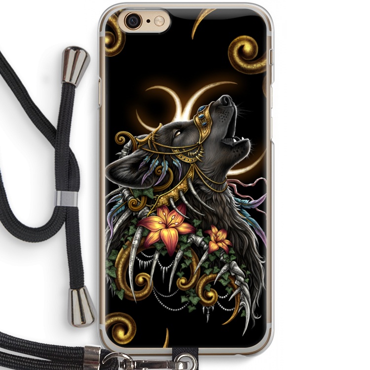 Huilende Wolf: iPhone 6 / 6S Transparant Hoesje met koord