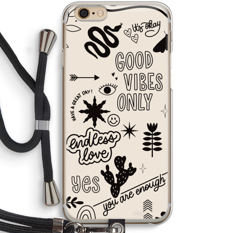 Good vibes: iPhone 6 / 6S Transparant Hoesje met koord