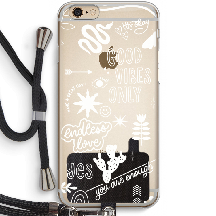 Good vibes: iPhone 6 / 6S Transparant Hoesje met koord
