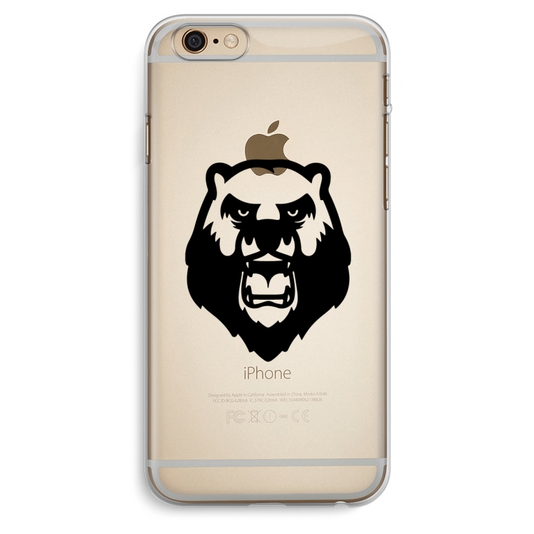 Angry Bear (black): iPhone 6 Plus / 6S Plus Transparant Hoesje
